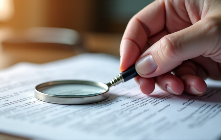 A hand holding a magnifying glass over a legal document, indicating careful review and updates to terms.