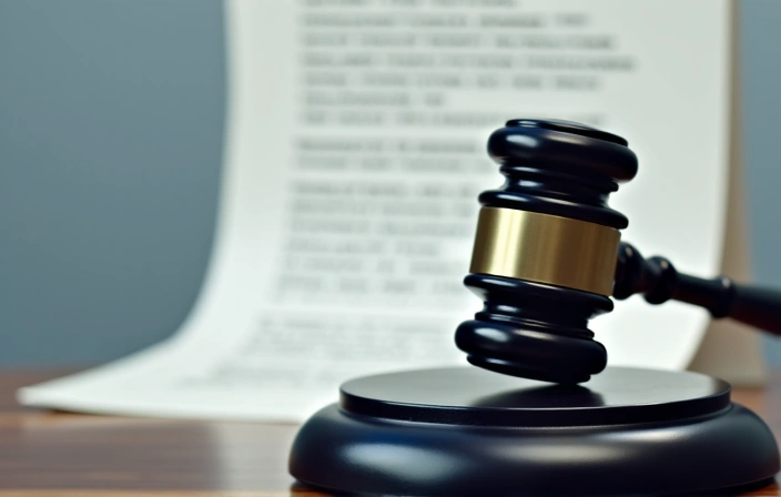 Abstract representation of legal disclaimers, with blurred text and a gavel, symbolizing legal protection and limitations.